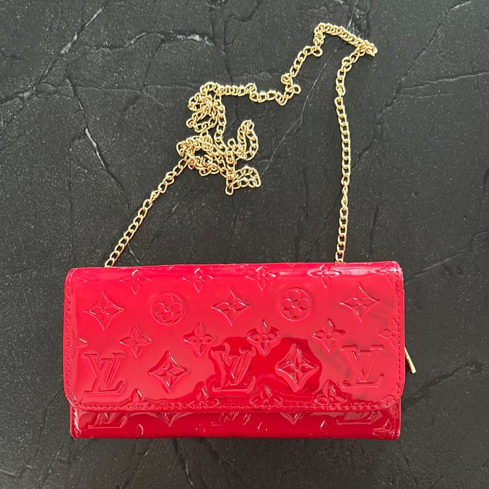 Louis Vuitton Red and Gold Monogram Clutch